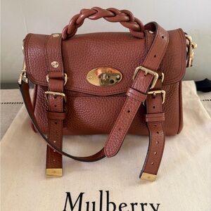 Mulberry Braided-Handle Mini Satchel in Chestnut
